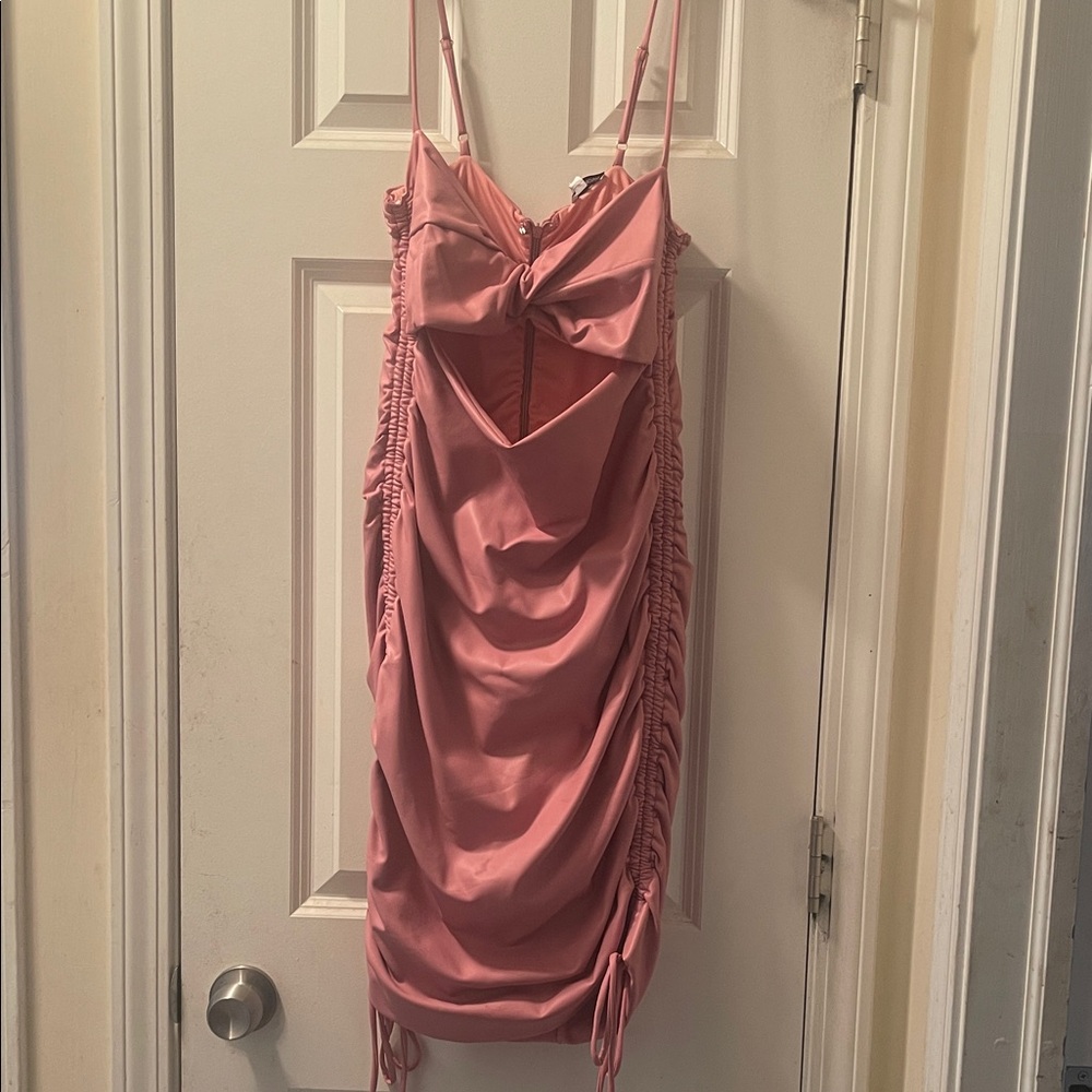 Fashion Nova Pink Faux Leather Mini Dress